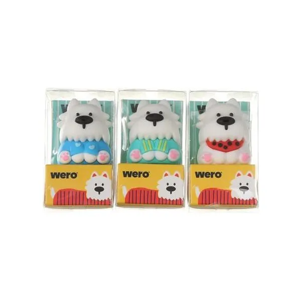 Goma de borrar 3d puffy terrier 3.5 cm x unidad modelos surtidos Wero