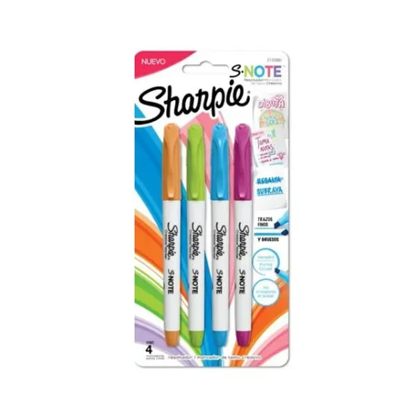 Marcador resaltador Sharpie note bl.x 4 col.surt. 2132980