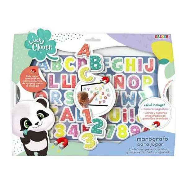 Imanografo con números y letras de goma eva con imán. tablero magnetico con bord