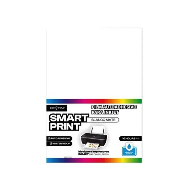 Film autoadhesivo para inkjet a4 blanco matte x10 hojas rexon