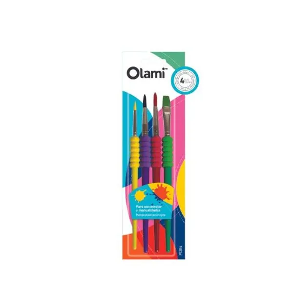 Set pinceles olami con grip color bl.x 4 unid.