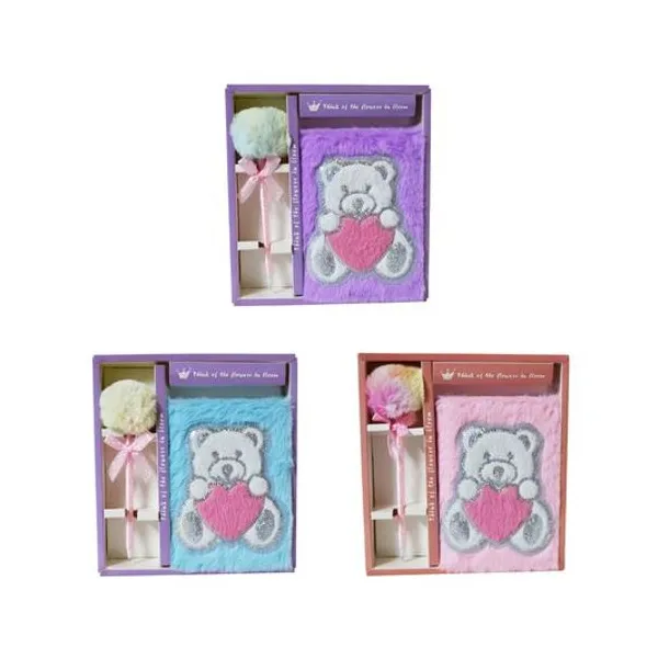 Set cuaderno 19.8x18 cm rayado con bolígrafo osito colores surtidos