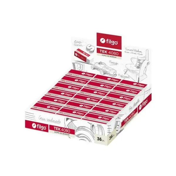 Goma de borrar tecnica blanca 18x44x12 mm caja x36 unidades Filgo