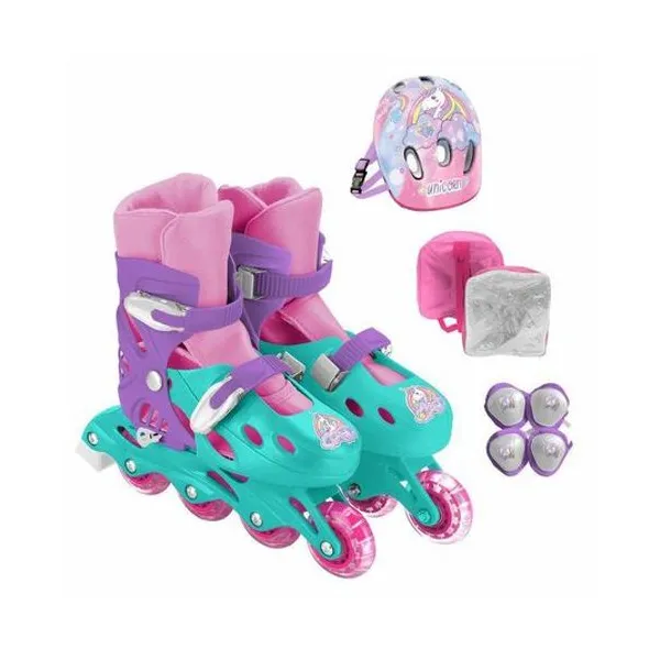 Rollers unicornio extensibles con set de proteccion en mochila