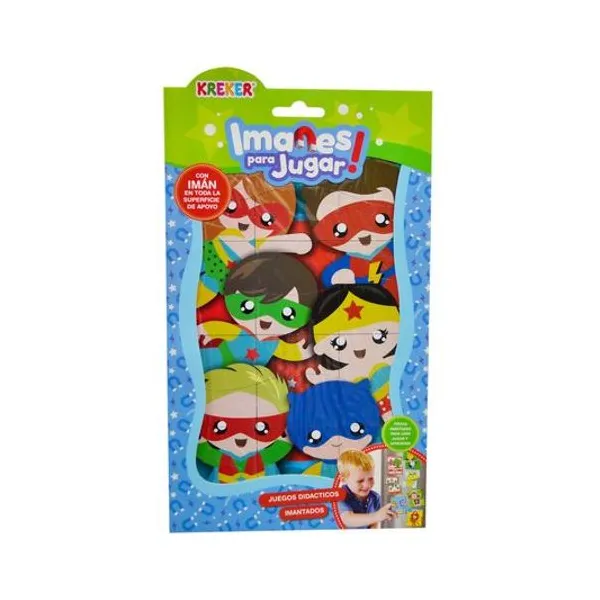 Imanes para jugar: puzzle superheroes 24 piezas en blister 20x34 cm Kreker