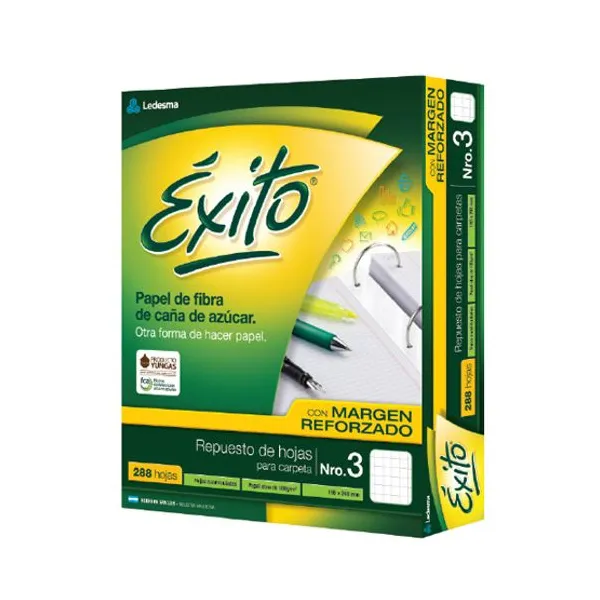 Repuesto esc.exito tamaño carta con margen ref.x 288 hs.cuaderno