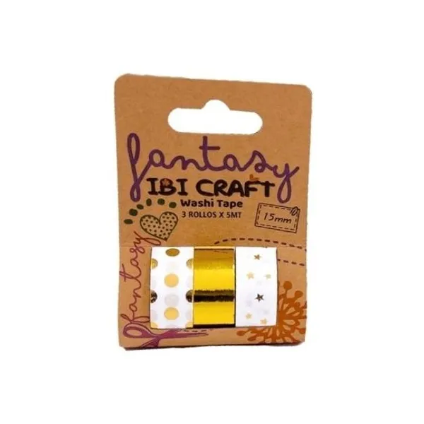 Cinta washi ibi craft fantasy gold 15 mmx 5 mtsbl.x 3 unid