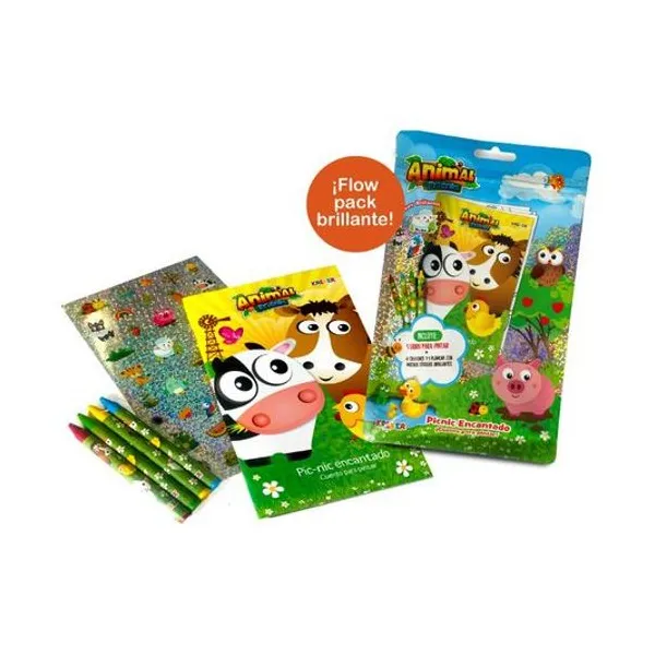 Libro para pintar con crayones picnic encantado en blister 13x22 cm Kreker