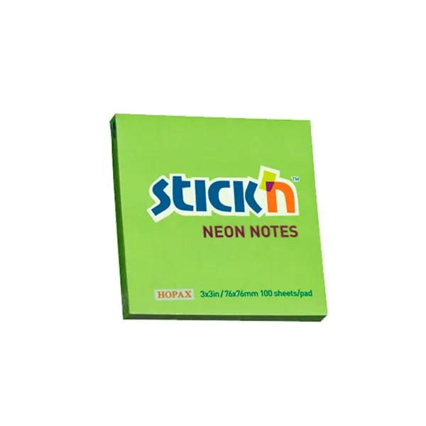 Notas adhesivas stick neon 76 x76 mmx 100 hs.verde