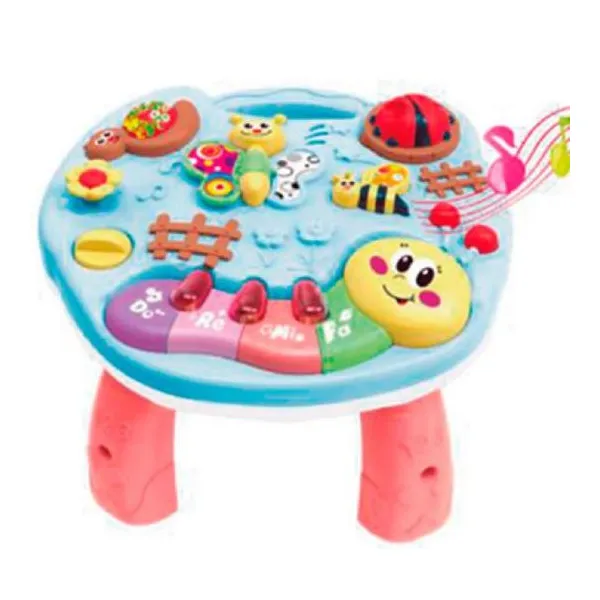 Mesa didáctica con juegos animales de campo. luz y sonido