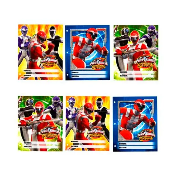 Separador de materias carta power rangers x6