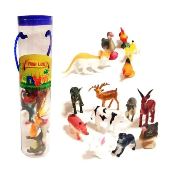 Animalitos de granja x12 en tubo t309/14
