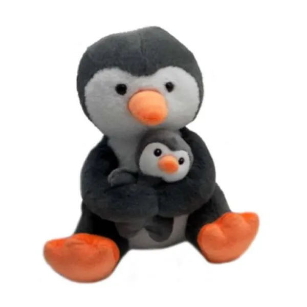Peluche pingüino con bebé 27 cm