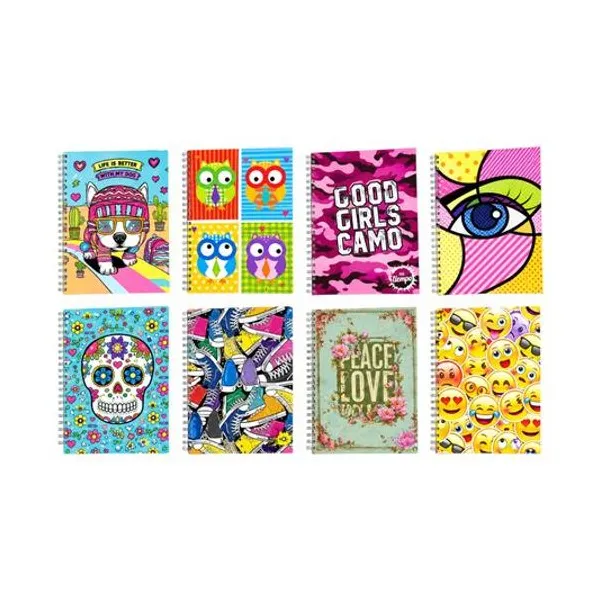Cuaderno 22x29 rayado 100h tapa dura con espiral tela mix 2 x1 modelos surtidos inkdrop