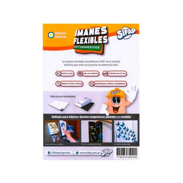 Laminas de imán flexible a4 autoadhesivas x10 unidades Sifap