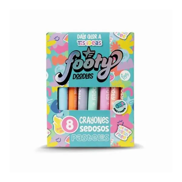 Crayón retractil pastel dodles caja x8 unidades footy