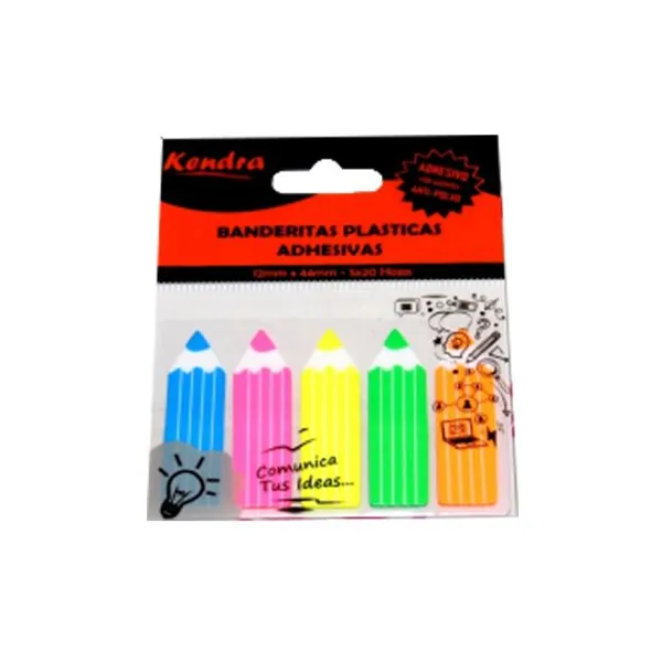 Banderitas adhesivas kendra lápiz 12 x44 mm5 col.fluo