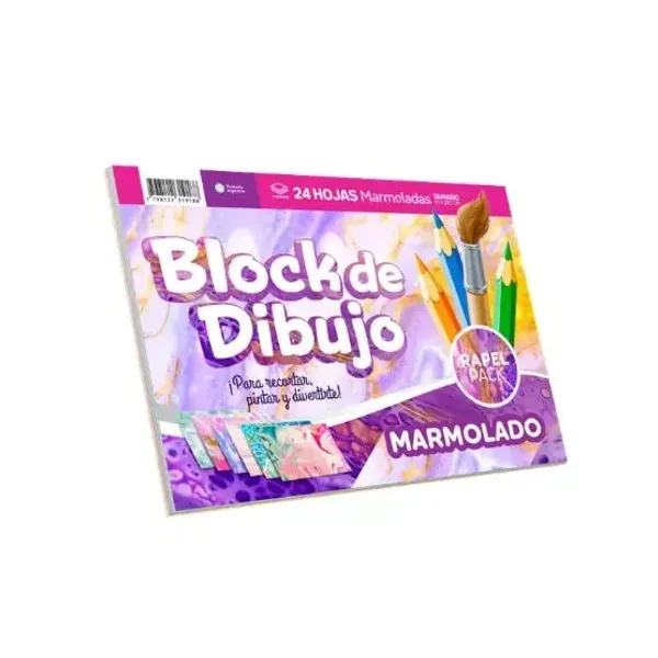 Block de dibujo rapel pack n.° 5 marmolado 24 hjs.