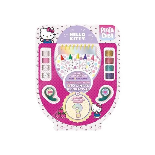 Libro para pintar con crayones y cintas pinta y crea hello kitty en blister 20x25 cm