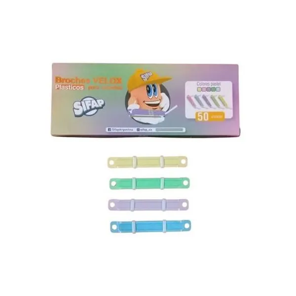 Broche nepaco plástico caja x50 unidades colores surtidos Sifap