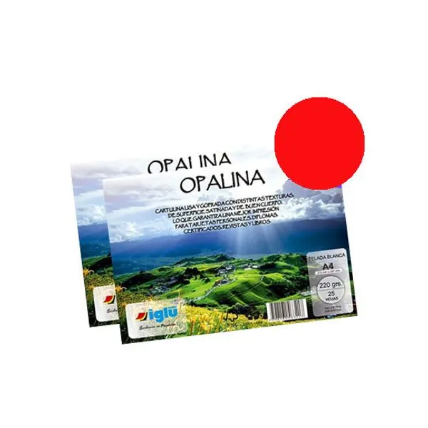Papel iglu opalina telada roja tamaño a4 180 grsx 25 hs.