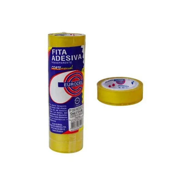 Cinta adhesiva pp mel 12mmx10 mts tubo x10 unidades eurocel