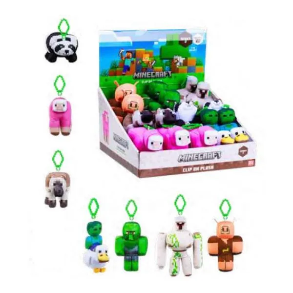 Minecraft 3d clip on plush - figura 13 cm 6 estilos