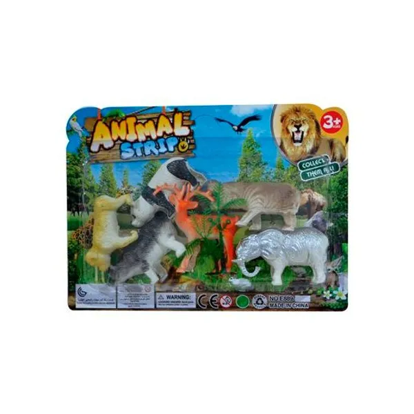 Set de animales de selva 7pzs en blister 25x18.5 cm