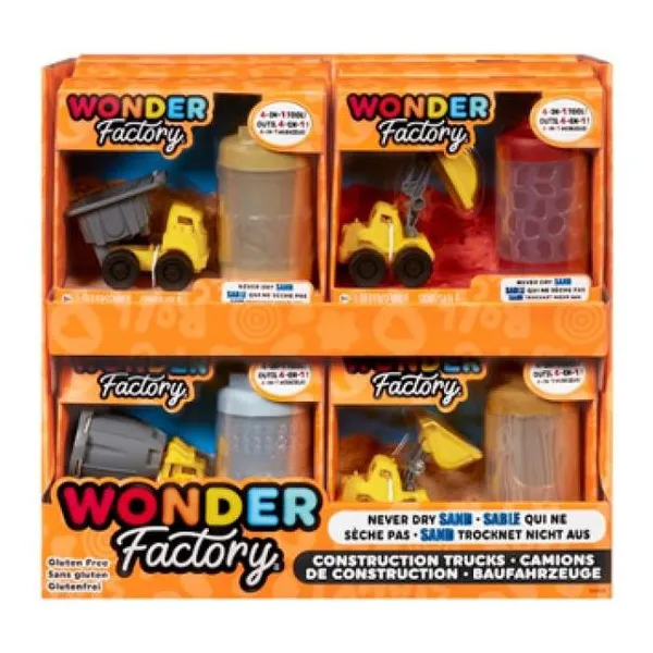 Wonder factory camiones de construccion con 100 g arena- modelos surtidos