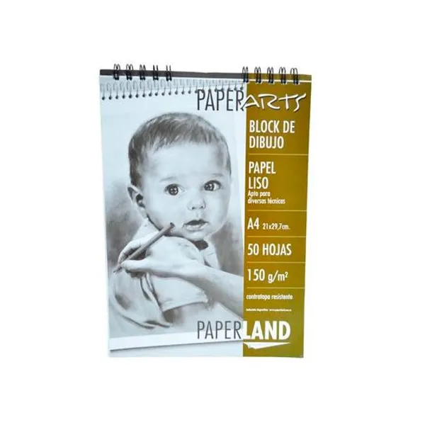 Block de dibujo a4 blanco 150 g 50 hojas con espiral paperland