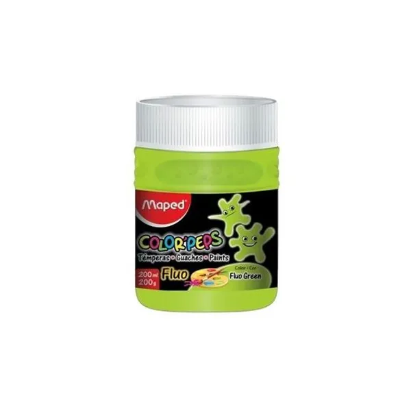 Témpera fluo verde 200 ml en pote Maped