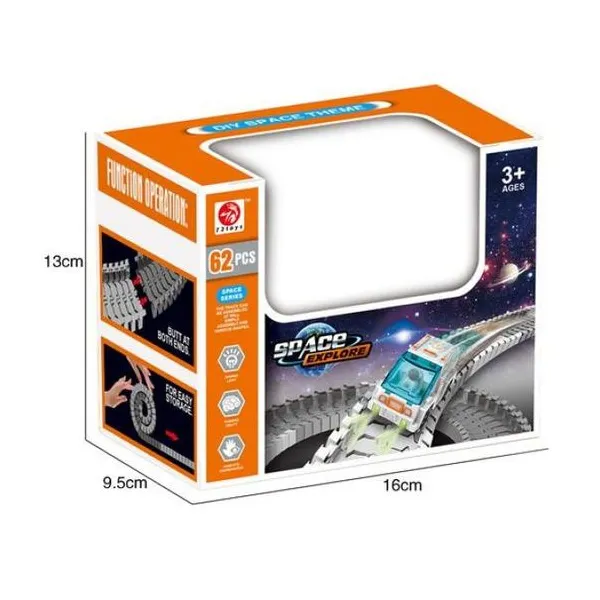 Pista espacial 360° con luz. con auto espacial y astronauta. 62 piezas