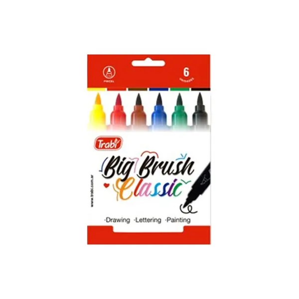 Marcadores trabi big brush (pincel) al agua x6 col.surtidos