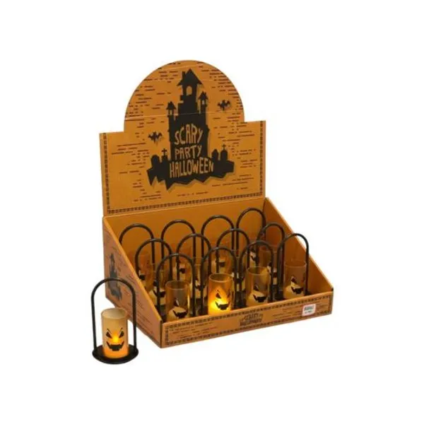 Farol halloween con luz led 6.5x12 cm x unidad