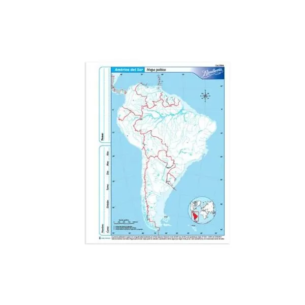 Block mapas Rivadavia n.° 3 América del sur contorno x40 unid.