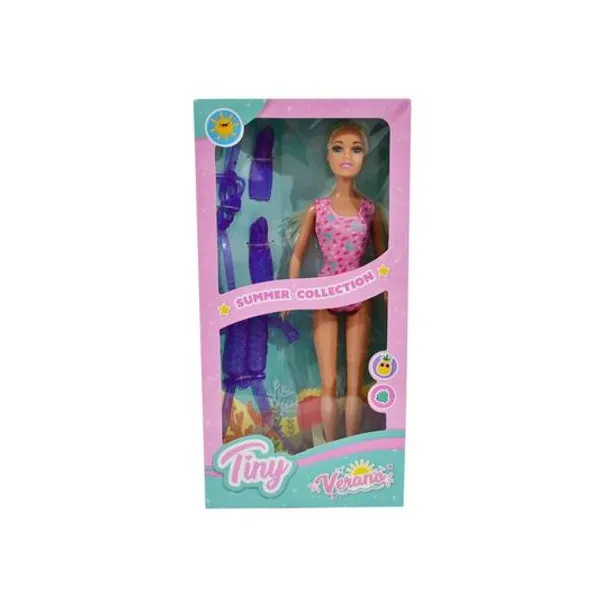 Muñeca Tiny con set de buceo en caja 16x32 cm
