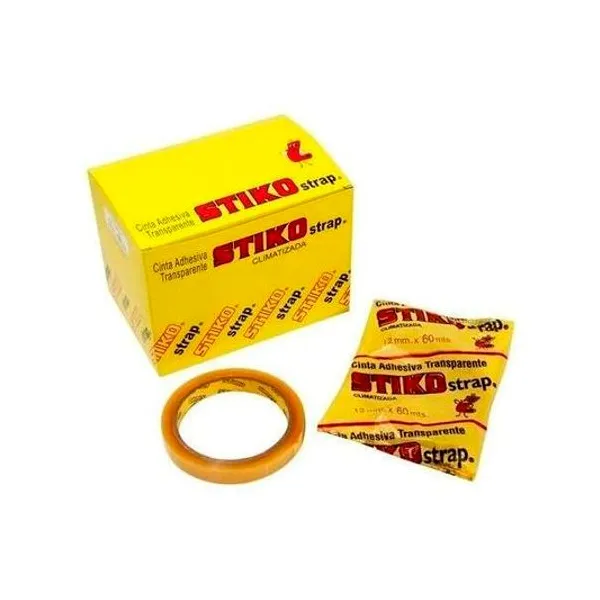 Cinta adhesiva strap 12mmx60 mts caja x12 unidades stiko