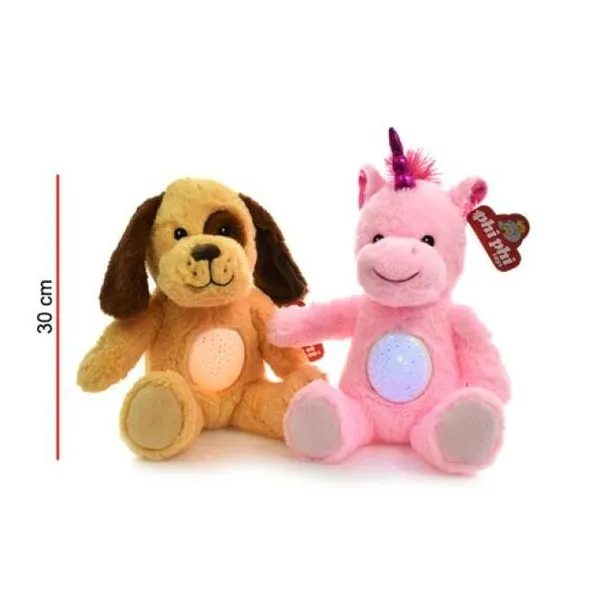 Perro y unicornio con luz 30 cm