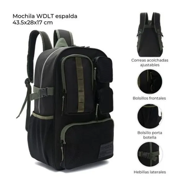 Mochila 17.5" espalda urban negra wanderlust