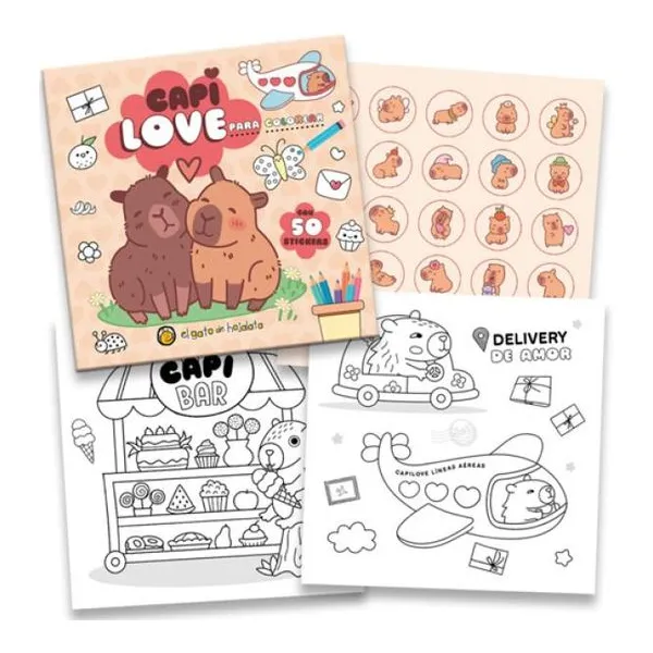 Capibara love para colorear 20 20 cm