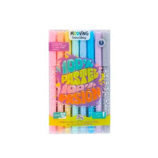 Marcadores Mooving pastel x8 unid.