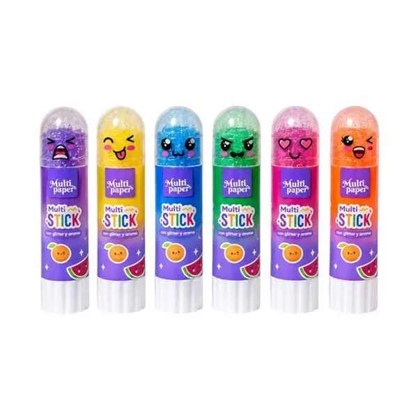 Adhesivo en barra con glitter y aroma 15 g x1 colores surtidos multipaper