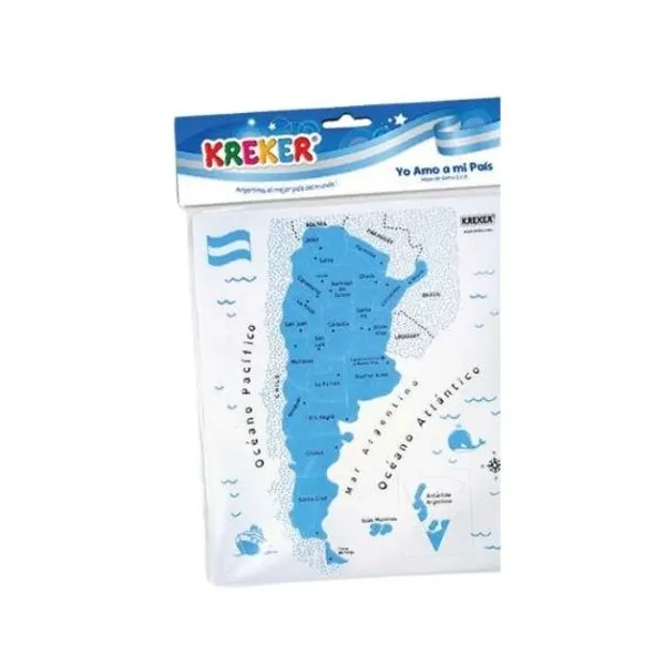 Mapa argentina goma eva Kreker blanco y celeste