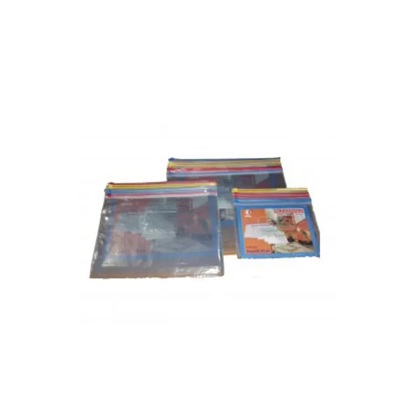 Sobre pvc con cierre zip the pel t/of.trans.cierre color