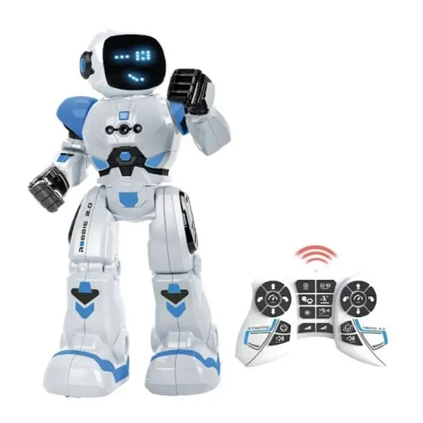 Robot radio control hi-tech robbie 2.0 28 cm con sonido y luces, 50 funciones