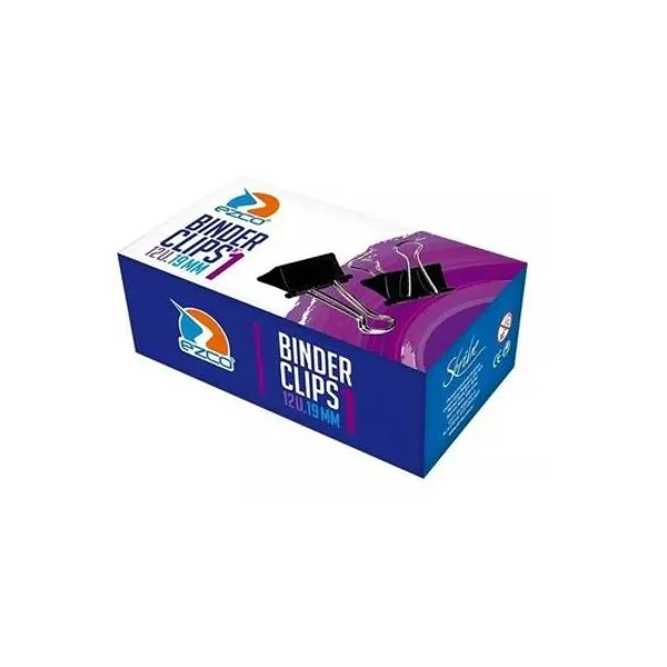 Aprieta papeles bc negro n.° 1 19 mm caja x12 Ezco