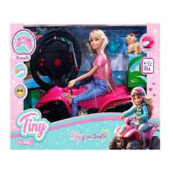 Muñeca Tiny con su cuatriciclo a radio control carga usb