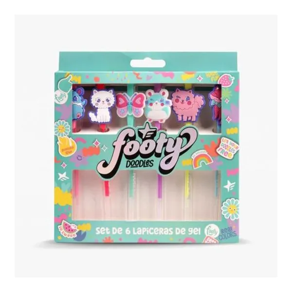 Bolígrafo gel real colors doodles caja x6 unidades footy