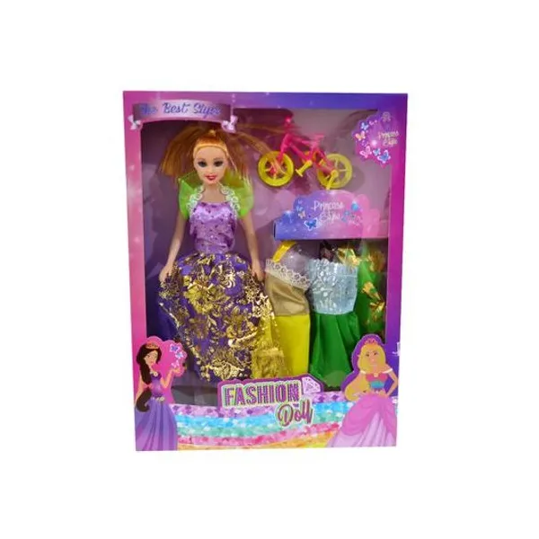 Muñeca fashion con accesorios en caja 24x32 cm