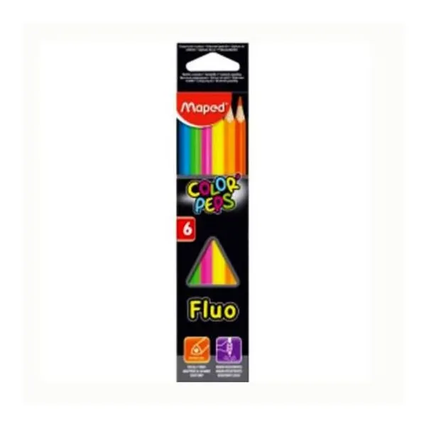 Lápiz de color largo fluo caja x6 unidades Maped